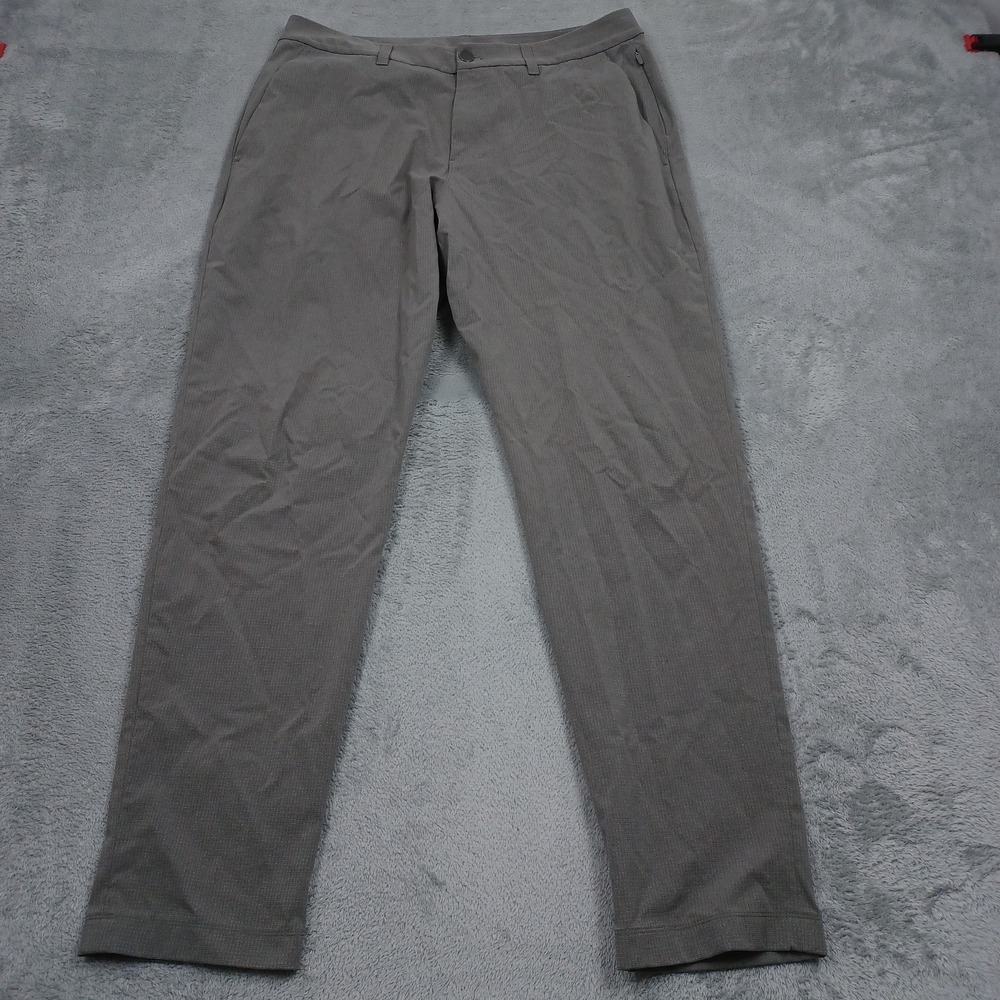 Lululemon Pants Mens 33 Gray ABC Slim Fit Trouser WovenAir Preppy Modern Logo